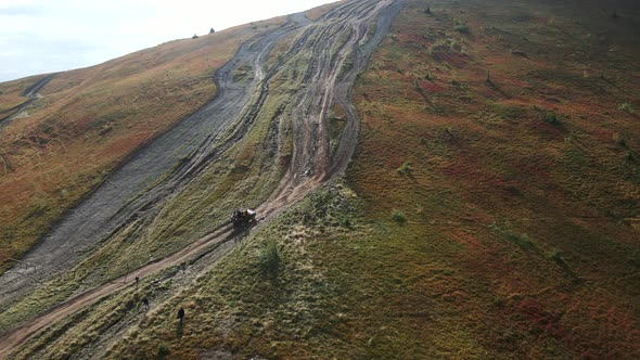 Aerial View of Off Road Car at the Trail Mountains Attraction alt