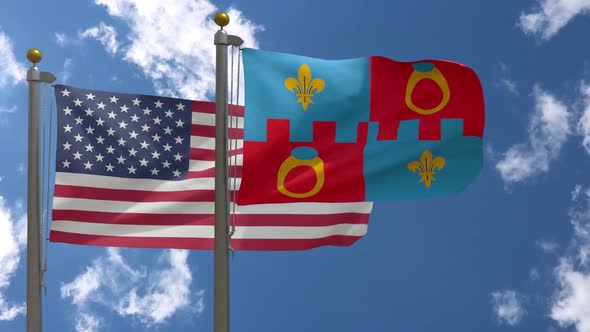 Usa Flag Vs Montgomery County Flag Maryland  On Flagpole alt