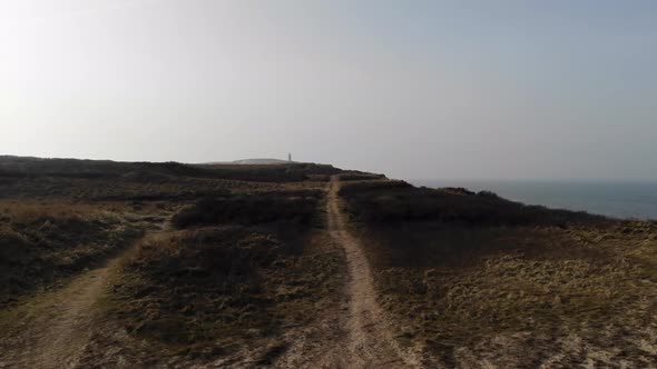 Aerial view of the Lighthouse at Rubjerg Knude by the North Sea, Denmark alt