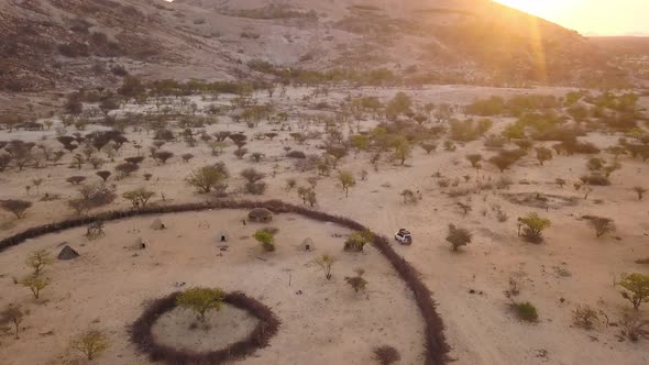 Aerial view of a traditional village in Angola, Africa alt