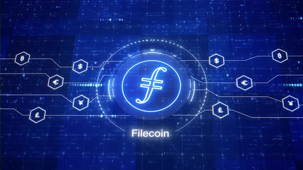 Filecoin animated logo. Filecoin cryptocurrency logo. FIL in digital world. Animation of FIL crypto. alt