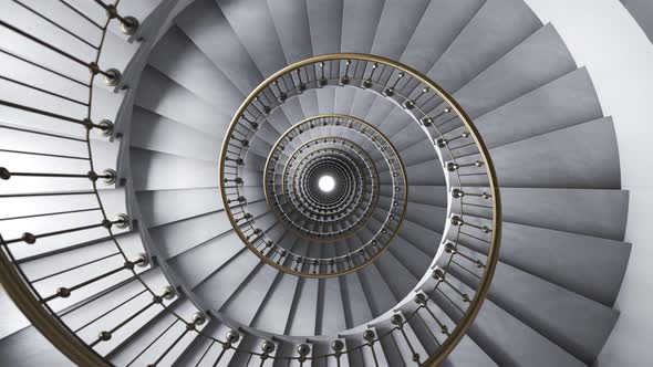 Dark, luxurious, glamour spiral staircase endless, seamless looping animation.4K alt