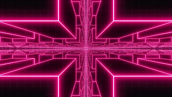 3D cubes neon tunnel