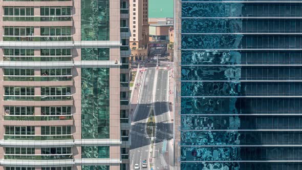 Residential and Office Buildings in Jumeirah Lake Towers District Timelapse in Dubai alt