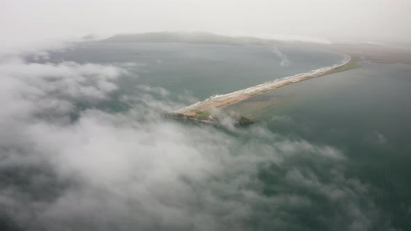 Aerial View of the Nazimov Sand Spit in Fog Russia alt
