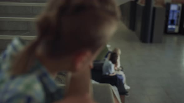 Boy Standing Stairway Inspecting School Hall Close Up alt