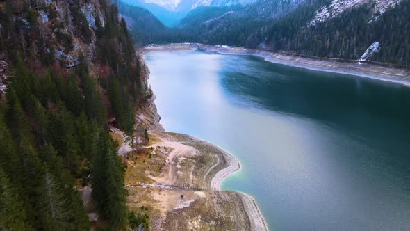 Beautiful Drone View on the Lake Gosausee with Mountains in Austria alt