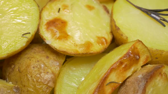 Roasted potato lunch  food background 4K 3840X2160  UHD panning video - Potatoes roasted tasty food  alt