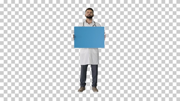 Doctor holding a blank panel, Alpha Channel alt