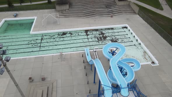 Aerial view of pool at Anderson Park recreation center in Kenosha, Wisconsin.