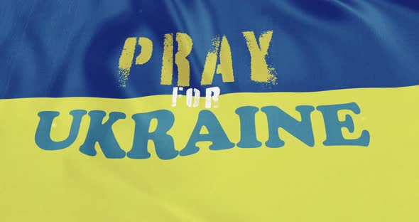 Ukraine Flag Waving Animation with Pray for Ukraine Text