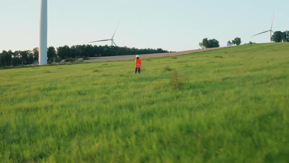 Wind Generators Provide Electric Energy Operating in Field alt