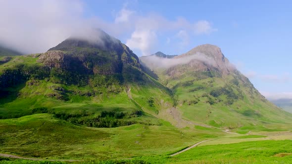 Spring sunrise over the mountains of Glencoe, Scotland, UK alt