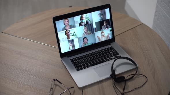 Video Conferencing Technology in Kitchen for Video Call with Colleagues at Home and in Offices alt