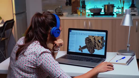 Design Engineer Working on a 3D Component Using Personal Pc alt