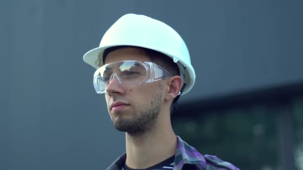 Young caucasian bearded Engineer of Professional Heavy Industry