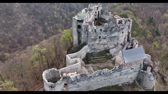 Aerial view of Uhrovec Castle in Slovakia