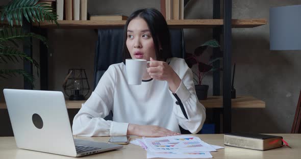 Beautiful Smiling Confident Leader Boss Student Young Asian Woman Pretty Face Looking at Camera and alt