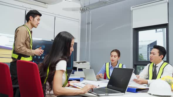 Young business people group have discussion meeting and working on project in office. alt