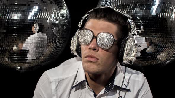 disco man sexy discoball silver party music muscular torso alt