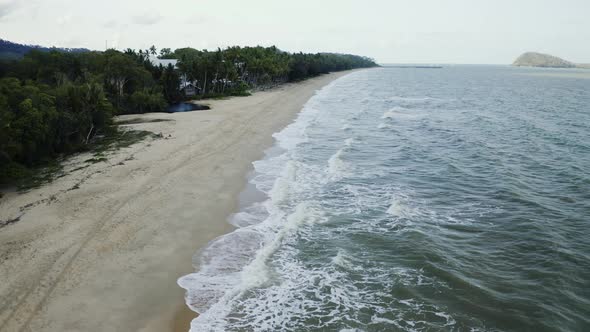 Aerial, Beautiful View On A Beach Of Palm Cove, Cairns In Queensland, Australia