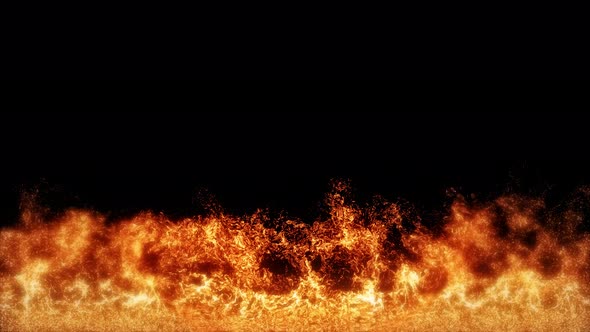 Burning Fire Line on a Black Background Animation