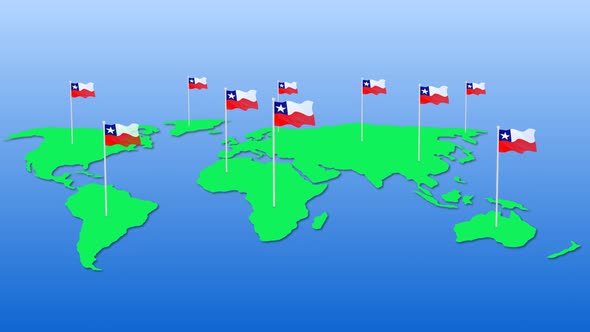 Flag Of Chile Around The World Flying Wave Animation alt