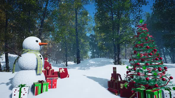 snowman with gifts looped HD