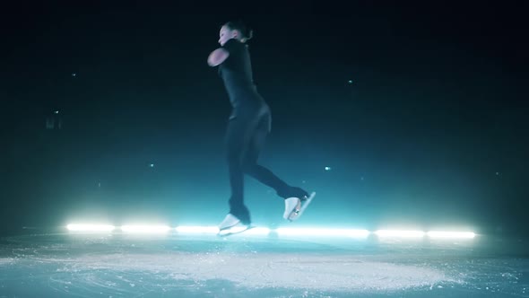 Slow Motion of a Young Girl Jumping While Skating alt