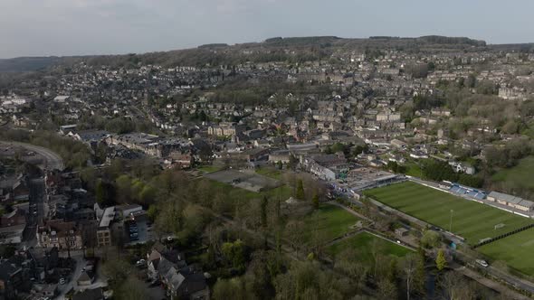 Matlock Town Centre Derbyshire England Aerial View Winter-Spring Season alt