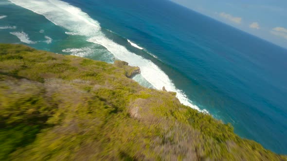 Fpv Drone view Ocean Coastline tropical nature