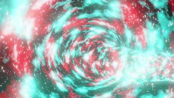 Red And Light Blue Sci Fi Tunnel In Universe Vj Loop Background 4K alt