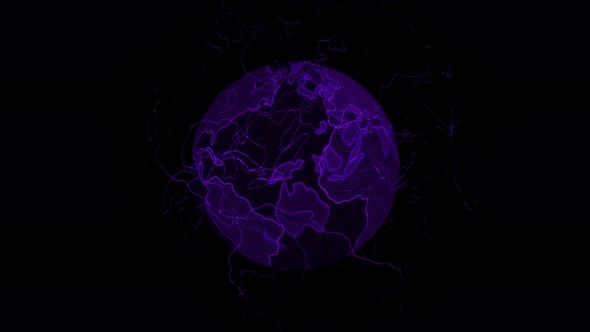 Purple Color Digital Earth Animation On Black Background alt
