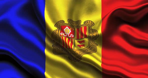 National Flag of Andorra, seamless loop flag animation of Andorra. 4K alt