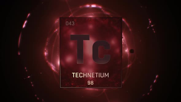 Technetium As Element 43 Of The Periodic Table On Red Background