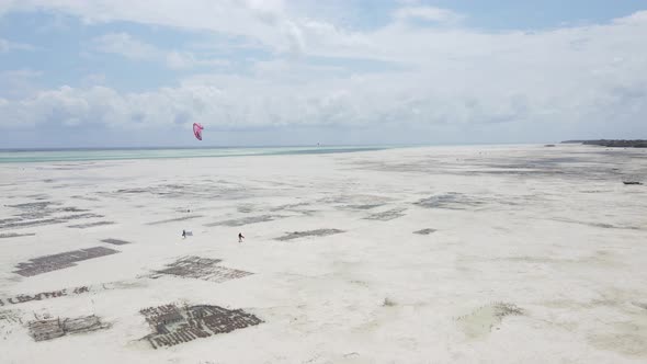 Kitesurfing Near the Shore of Zanzibar Tanzania alt
