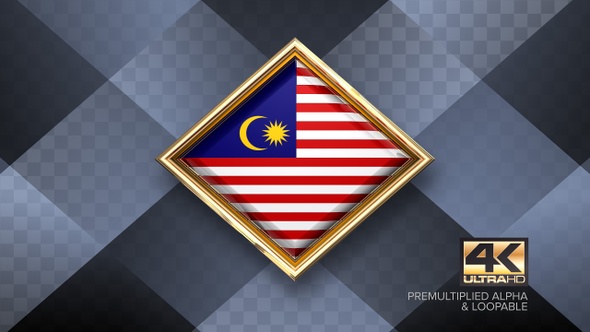 Malaysia Flag Rotating Badge 4K Looping with Transparent Background