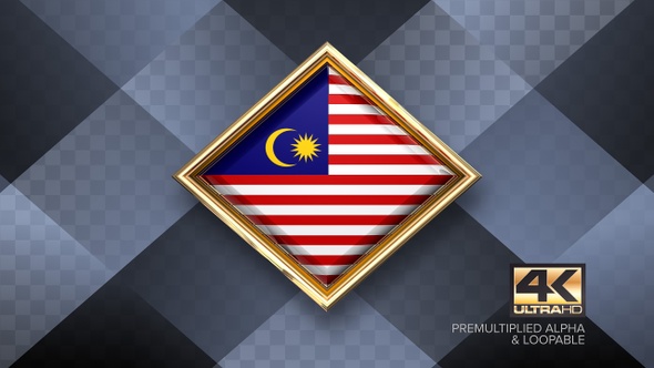 Malaysia Flag Rotating Badge 4K Looping with Transparent Background alt
