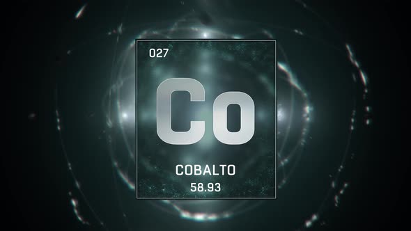 Cobalt as Element 27 of the Periodic Table on Green Background in Spanish Language
