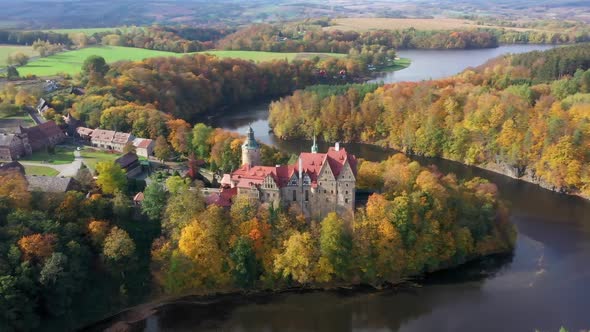 Aerial view of Czocha Castle, Poland