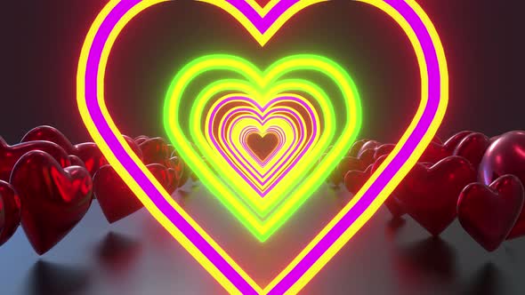Valentine Heart Neon 03 4k 