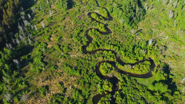 Aerial Drone  Video of Winding River
