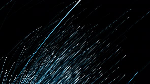 Background of camera flying through blue particles