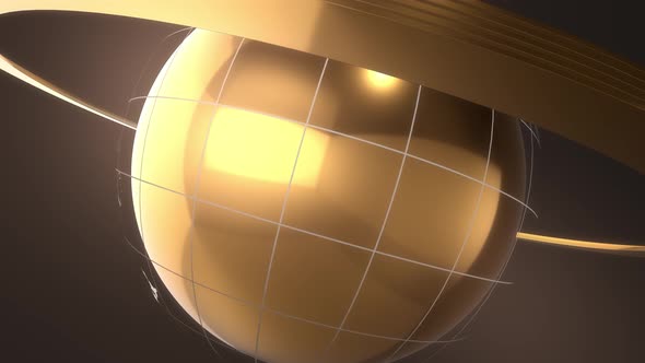 4K 3D Globe Gold Background Seamless Loop alt