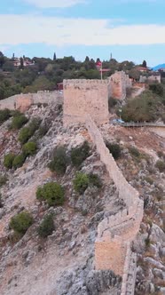 Vertical Video Alanya Castle  Alanya Kalesi Aerial View alt