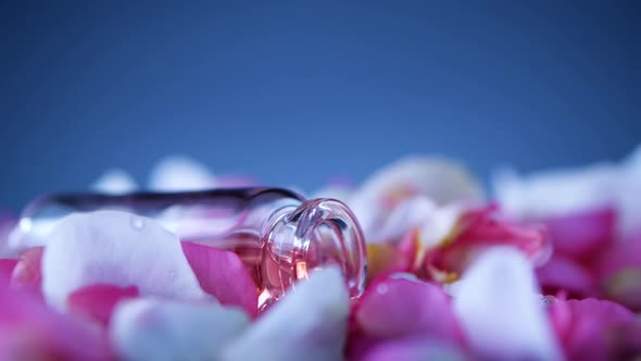 Bottle of Perfume Falling on Petals alt