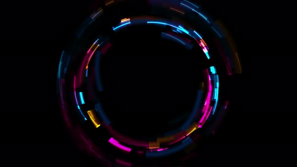 Abstract Tech Glowing Neon Circle Glitch Effect