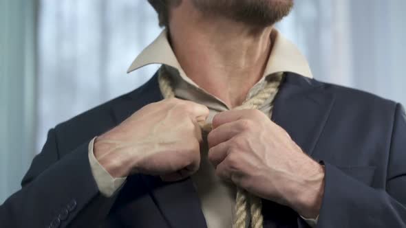 Guy Trying to Take Off Death Rope From His Neck, Binding Commitment, Powerless alt
