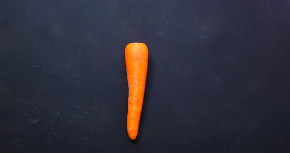 top view stop motion a vegetable on black background.