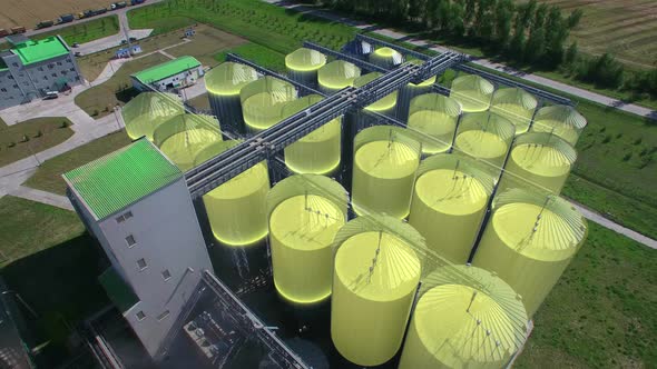 Illustration of Grain Mixing Process Silos with Seeds for Conservation
